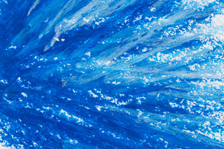 蜡笔蓝色框架用彩色蜡笔画蓝色框架小孩绘画采用蜡彩色蜡笔或粉笔向