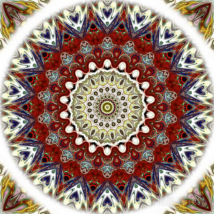 独特的曼陀罗,东方圆形图案,神秘的主题,抽象的异国背景.