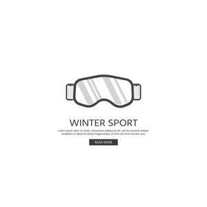 冬季运动图标收藏。 滑雪和滑板滑雪设备的平面设计。 滑雪场元素图片山活动矢量插图