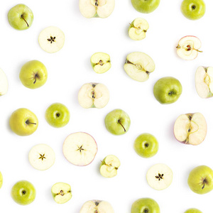 食品无缝图案与绿色苹果