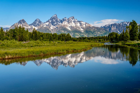 s Landing on the Snake River at morning. Grand Teton National Pa