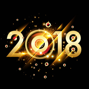 新年快乐2018彩色抽象设计矢量元素日历和贺卡。