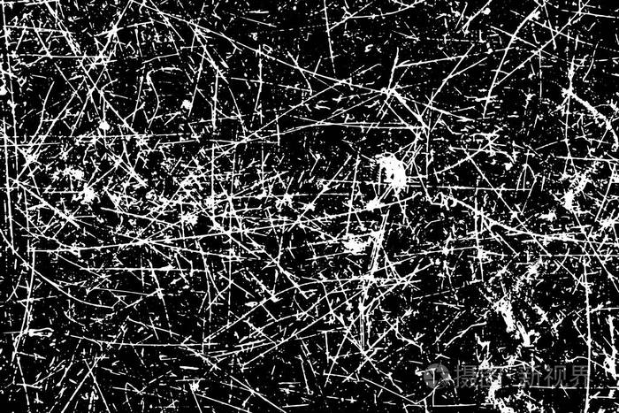 黑色背景矢量的白色划痕的垃圾质地用于装饰老化或旧层