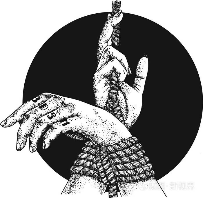 用绳子绑着的手bdsm成人插图