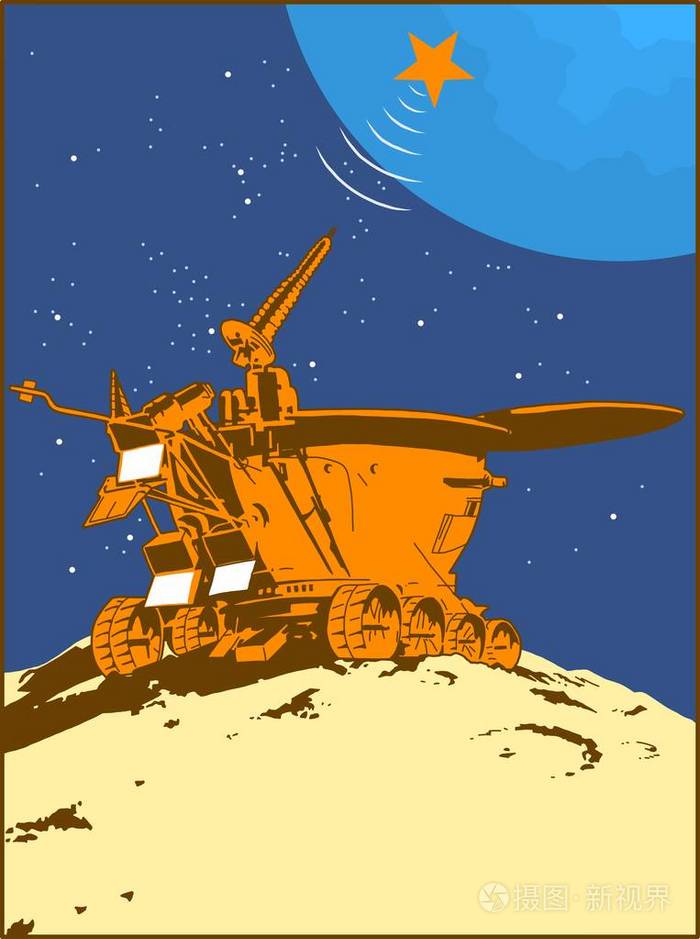 月球车发送空间信号插画-正版商用图片10zeqe-摄图新视界