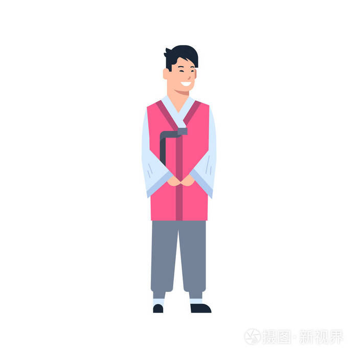韩国传统服装男子穿古装服装隔离亚洲服饰概念插画 正版商用图片10zlmv 摄图新视界