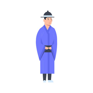 韩国传统服饰男装套装男士穿古装隔离亚洲服饰概念插画 正版商用图片10zlmt 摄图新视界