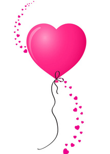 粉红色逼真的心形氦气球垂直心脏