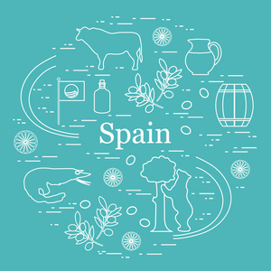 矢量与西班牙在安排的各种符号的插图