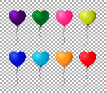 彩色逼真氦心形气球的采集