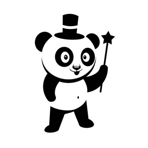 熊猫用魔法棒矢量插图