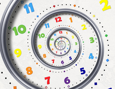 扭曲时钟看不寻常的抽象纹理分形高分辨率超现实时钟螺旋分形背景.