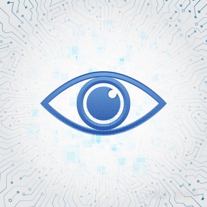 眼睛网络安全的概念.抽象高技术电路板