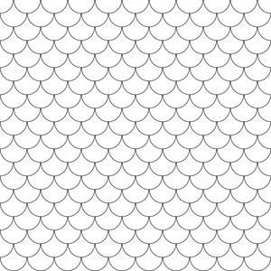 平面向量花草图案几何鱼鳞中国无缝图案. 波浪屋顶瓷砖背景设计.