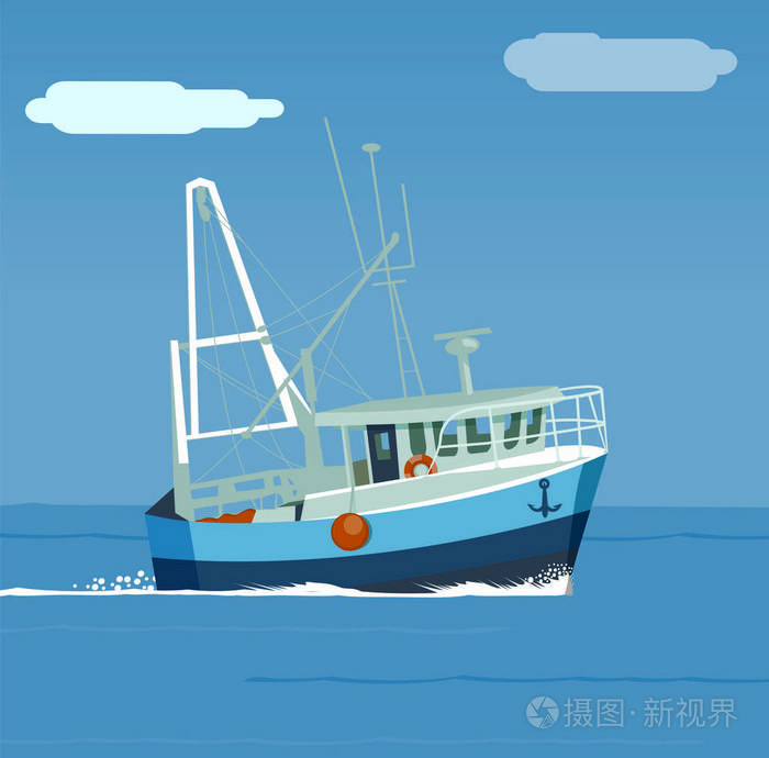 在海浪中的渔船