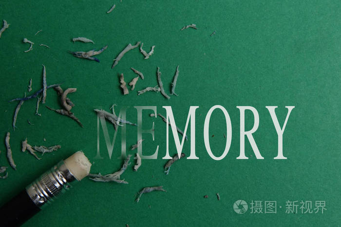 铅笔橡皮擦和橡皮擦删除记忆文本