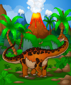 卡通恐龙的矢量插图照片