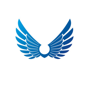 蓝色装饰翅膀预示着符号照片