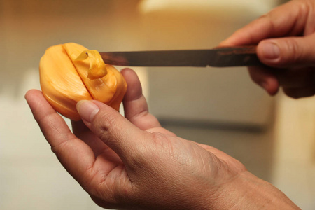 菠萝蜜 jumpatong, 部分剥离, 取出种子照片