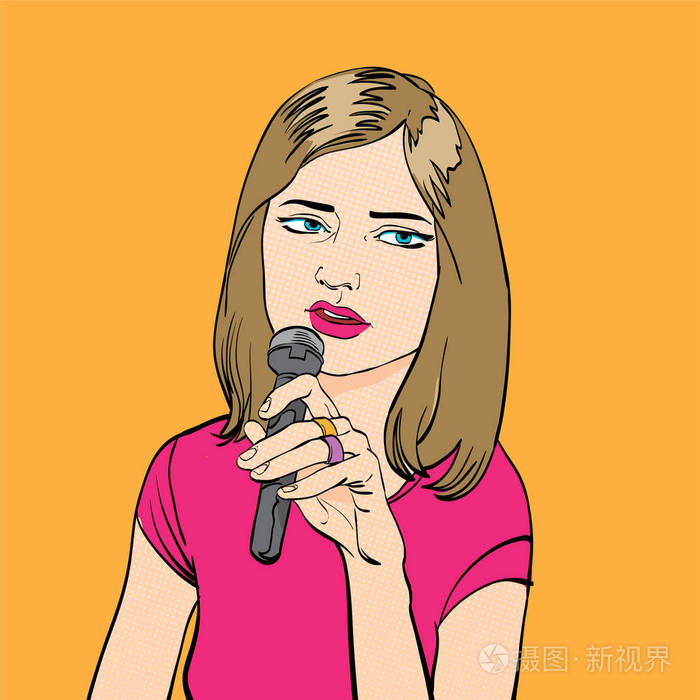 唱歌的女孩.卡拉 ok 派对卡拉.哀伤的唱歌的妇女