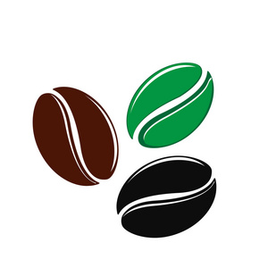 白色背景咖啡豆的图标。矢量