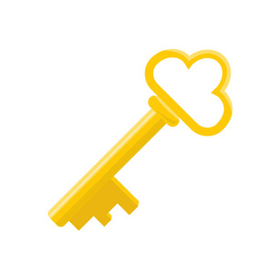 可靠的卡通金卡通隔离钥匙为一个古老的挂锁.矢量插图照片