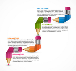 图表模板。铅笔用彩带。图表为业务演示文稿或信息横幅