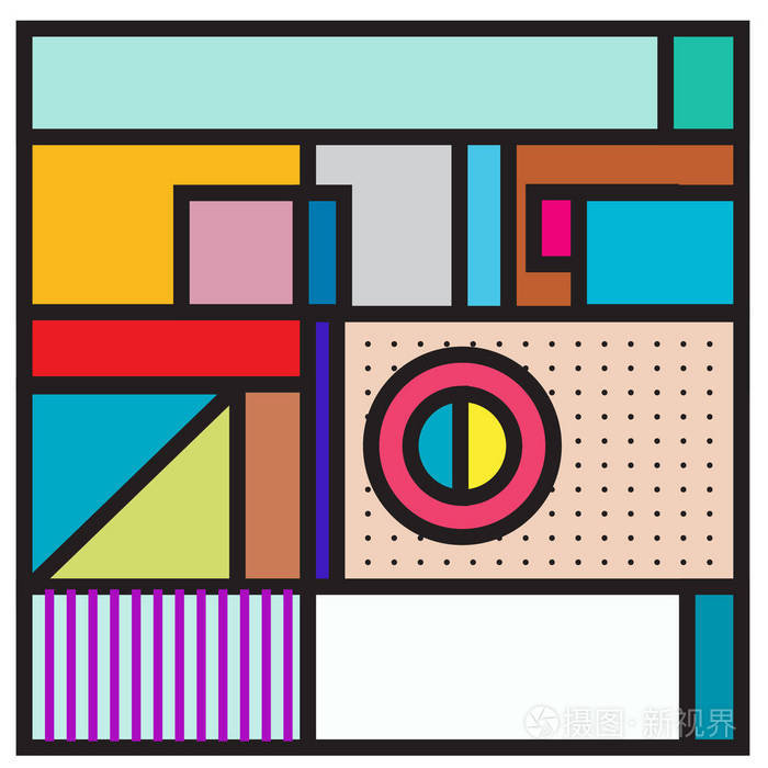 时尚的几何元素孟菲斯贺卡设计. 复古风格纹理图案和元素.