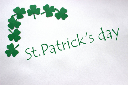 s Day in green colors on white backgrounds with green shamrock