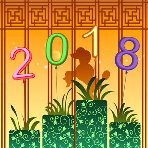 摘要2018年中国新年背景。 狗年。 矢量和插图eps10