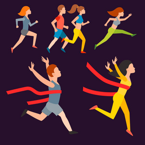 体育奔跑媒介人人慢跑夏天体育赛跑的人和妇女享受赛跑者行使他们的健康生活方式例证