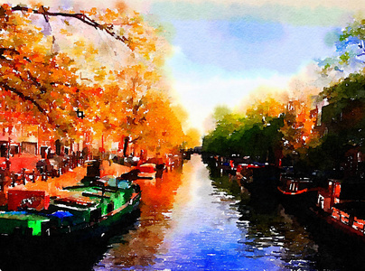 阿姆斯特丹的一条美丽的运河
