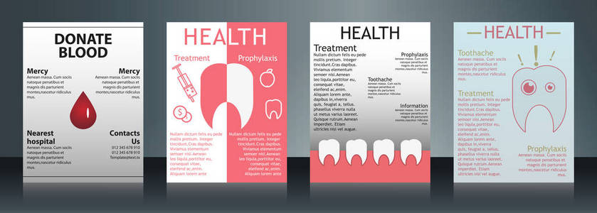 为医疗保健概念收集时尚传单模板或横幅