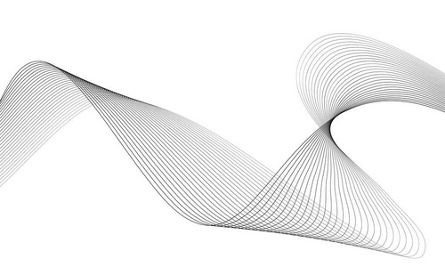 抽象的波的设计元素。数字频率跟踪的均衡器。程式化的线艺术背景。矢量图。使用混合工具创建的行波。弯曲的波浪线，光滑的条纹