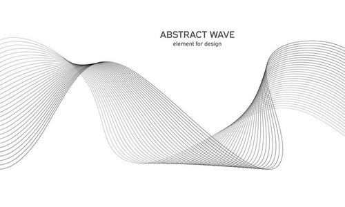 抽象的波的设计元素。数字频率跟踪的均衡器。程式化的线艺术背景。矢量图。使用混合工具创建的行波。弯曲的波浪线，光滑的条纹