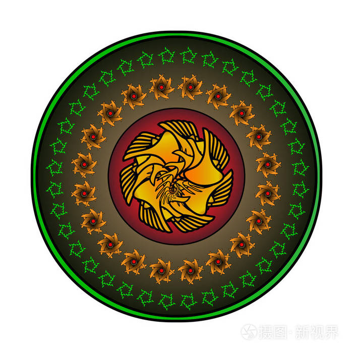 绿色的精致图案圆形装饰