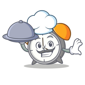 厨师与食物闹钟吉祥物卡通图片