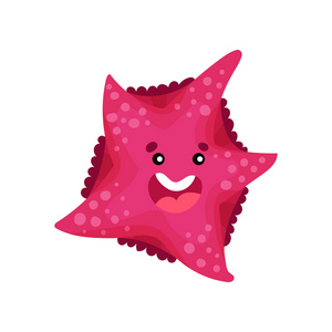 可爱的微笑卡通海星人物, 无脊椎动物海洋动物卡通矢量插画照片