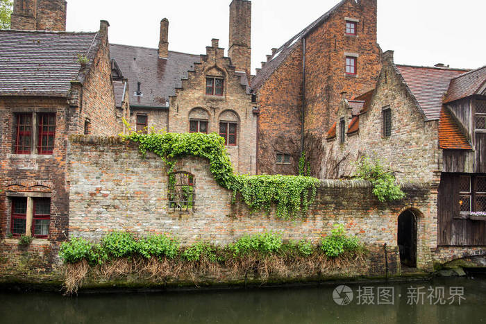 布鲁日 brugges 运河和城市风景, 比利时