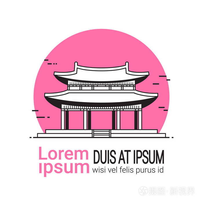 韩国宫廷手画著名首尔地标传统寺庙