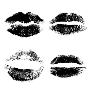 嘴唇或嘴唇形状的妇女亲吻印刷品