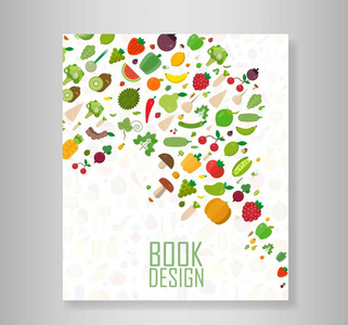 封面报告蔬菜水果蔬菜有机背景。 平面矢量插图
