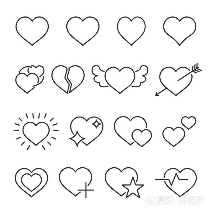 矢量心线图标集插画-正版商用图片111909-摄图新视界