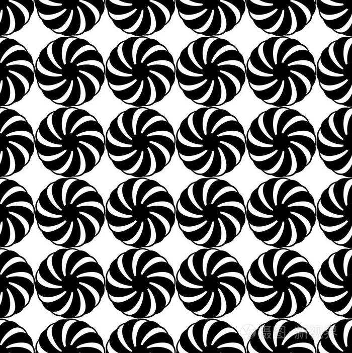 矢量无缝模式黑白重复几何圆图案