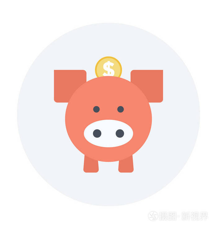 储蓄罐彩色矢量图标