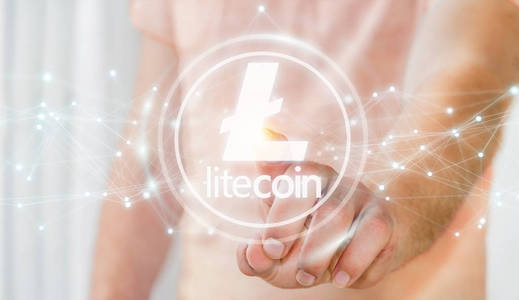 商人使用 litecoins cryptocurrency 3d 渲染