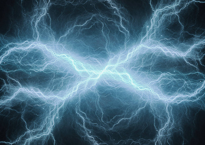 蓝色电闪雷鸣等离子体和电源背景