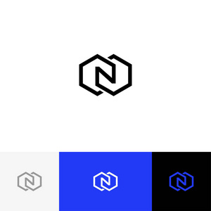 菱形向量中的 N。极简主义标志图标符号字母 n 符号