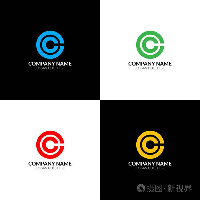 字母c 在圆圈标志 图标平面和矢量设计模板.