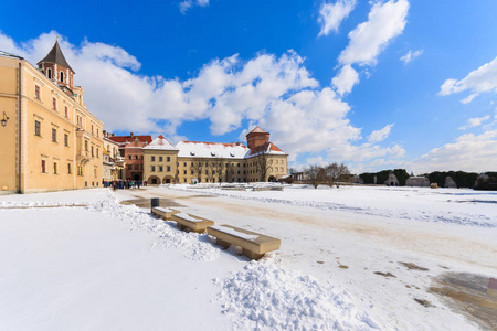 瓦威尔皇家城堡阳光明媚冬日雪克拉科夫波兰